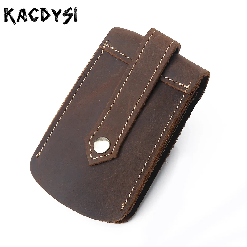 

KACDYSI Handmade Vintage Leather Men Car Key Wallet Retro Male Key Holder Case Waist Bag Housekeeper