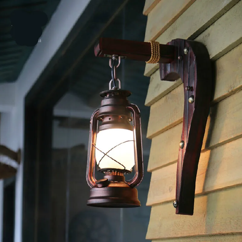 Aliexpress.com : Buy Hand Crafted Vintage Bamboo Iron Lantern Led e27 Wall Lamp Creative Loft ...