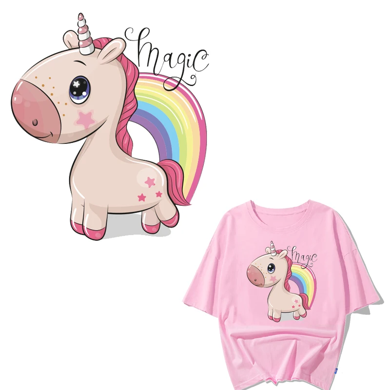 

Cute Unicorn Patch Iron on Transfer Letter Patches for Girl Clothing DIY T-Shirt Applique Heat Transfer Vinyl Ironing Stickers