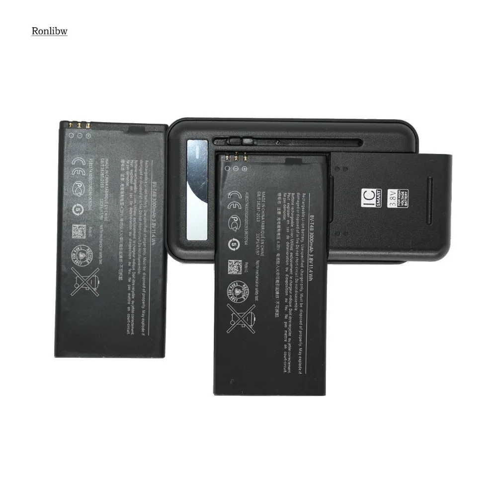 Ronlibw 2 шт. 3000 мАч BV-T4B запасная батарея + зарядное устройство для Nokia Lumia 640XL 640 XL RM-1096