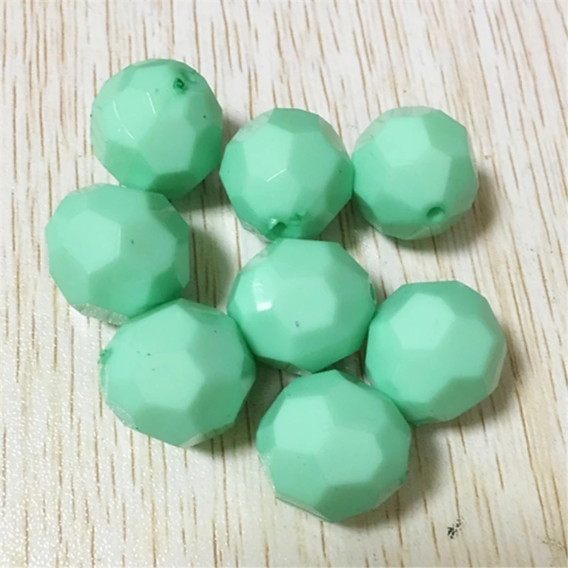 

(choose size) 10mm/12mm/14mm/16mm/22mm mint green color chunky solid Acrylic Faceted Hexagon Beads