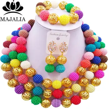 

Majalia Fashion Nigeria Wedding african beads jewelry set Multicolors Crystal necklace Bridal Jewelry Sets Free shipping 3BU001