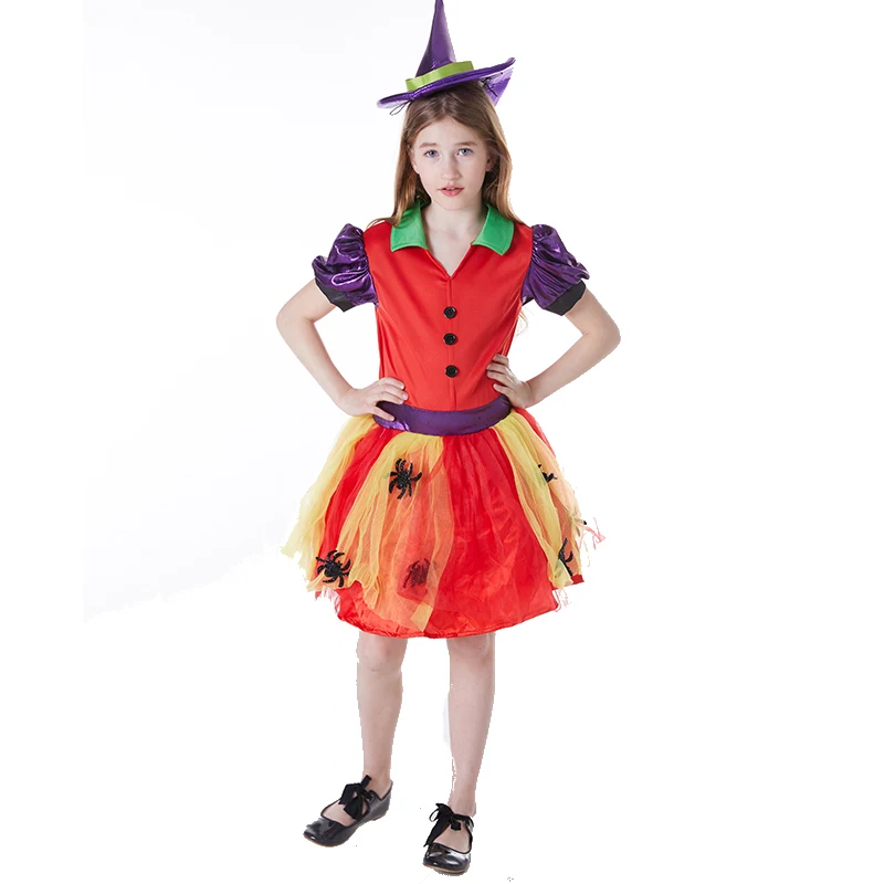 

Halloween Party Children Kids Cosplay Witch Costume For Girls Halloween Costume Party Witch Dress With Hat