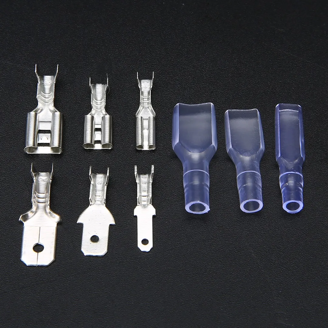 270pcs Assorted Insulated Electrical Wire Terminal Crimp Connector Female&Male Spade Terminal Connectors  Set 2.8mm/4.8mm/6.3mm