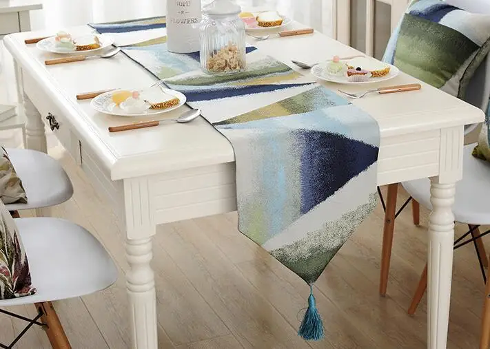 

Fyjafon Table Runner Blue Modern Table Runners Oil Painting Runner Table Polyester Table Decoration Runners Home Textile