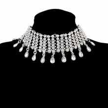 Idealway boho collar choker declaración gota de agua crystal beads choker collar y colgante brillante collar de perlas día de san valentín