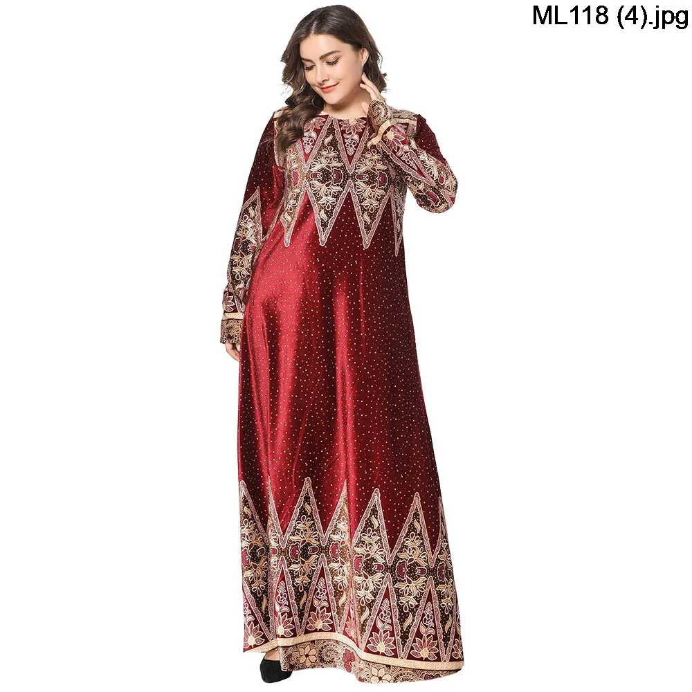 Hot Sale UAE Abaya Dubai Kaftan Arab Islam Women Long Floral Muslim