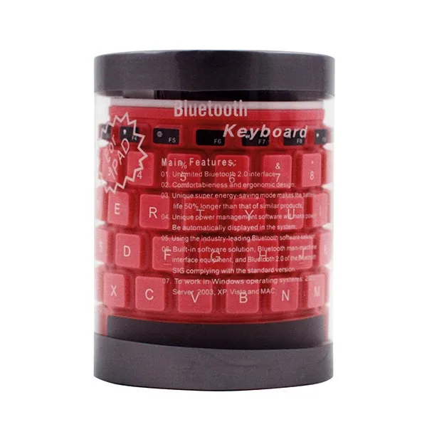 Портативная Bluetooth клавиатура Гибкая водостойкая Мягкая силиконовая мини игровая клавиатура для планшетного компьютера ноутбука ПК - Цвет: Красный