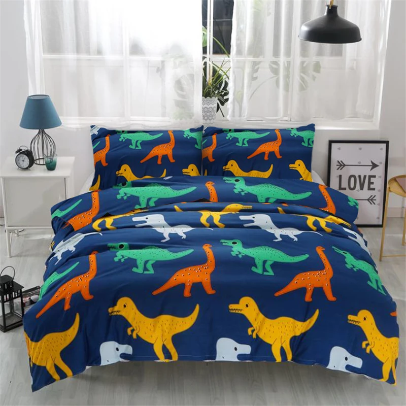 

New Cute Cartoon Dinosaur Printed 2/3pcs Duvet Cover Set For Boys/Kids Bedroom Decoration (No Sheet No Filling)