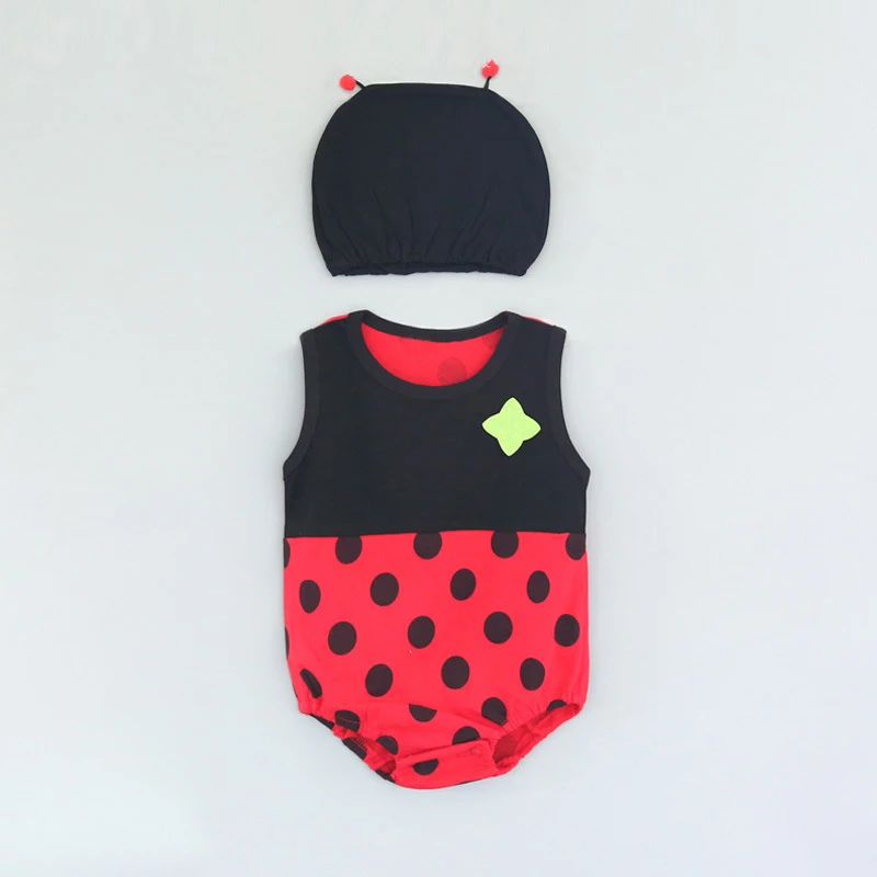 Боди для малышей Летняя Одежда для новорожденных хлопок мультфильм Животные и насекомых Стиль детская одежда + шапки костюмы смешная