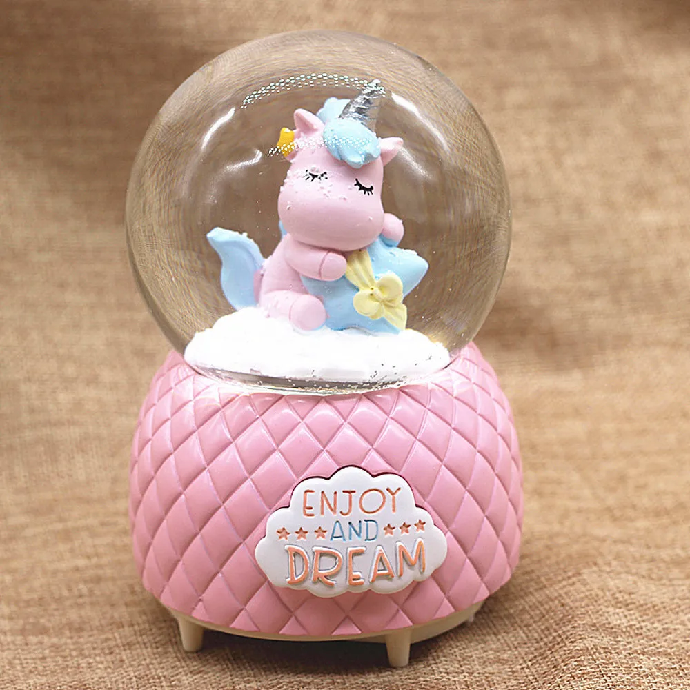 

A1 Large automatic floating snowflake unicorn color crystal ball music box music box Valentine's Day gift to girls LU10301659
