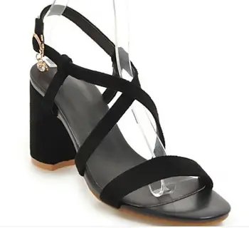 

Woman Casual Shoes cross-tied Chaussure Zapatos Mujer Sweet Office Ladies Summer Sandals Women Square High Heels Pumps F181626