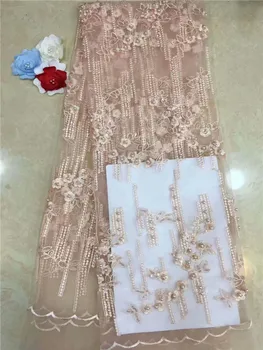 

Nigerian Lace Fabric 2019 High Quality Lace Golden French beads Net Lace Fabric/High Quality African Beaded And Sequins Tulle