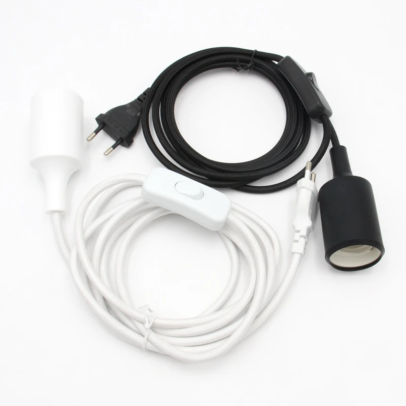 

2.5 meters EU Plug Power Cord with Switch E27 Silicone Covered Lamp Holder for Retro Hanging Light