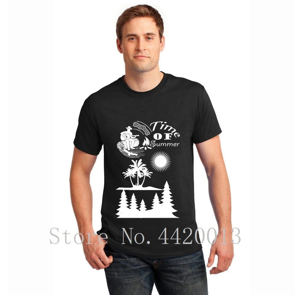 

Knitted Short Sleeve S-3xl campfire tent guitar boy scout tent camp lake Standard Spring Trend Pop Top Tee t shirt for men