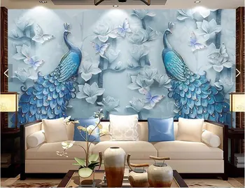 

DIY Diamond Embroidery, Round diamond Blue peacock butterfly flower 100% Full Diamond painting cross stitch,needlework