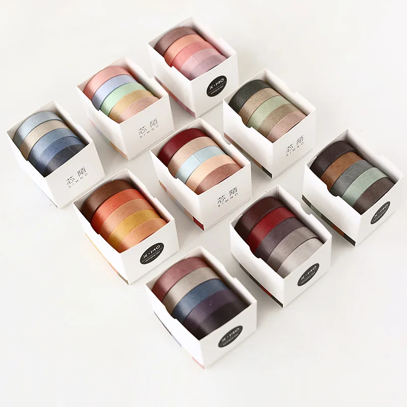 

5pcs 10mm*5M Solid Color Paper Tape DIY Decorative Scrapbooking Masking Washi Tape Stationery Office Adhesive Tape