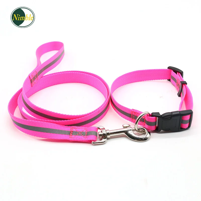 

NIMBLE Pink Reflective Pet Collars Dogs Leashes Klittenband Training Small Large For Chihuahua Dog Pets Leash Collar Led Perro