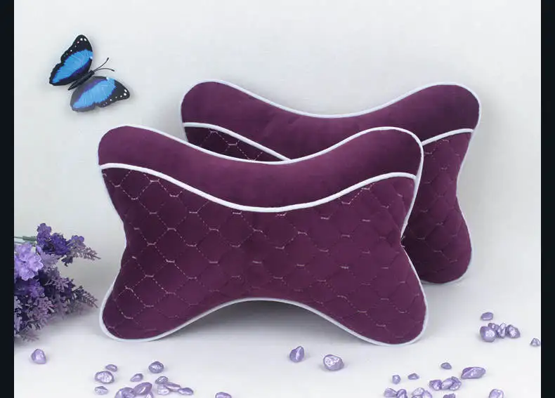 Подголовник автомобиля пары Средства ухода за кожей шеи подушку кристалл бархат талии костюм Средства ухода за кожей шеи подушки на четыре сиденья подушка для Lea - Цвет: Purple