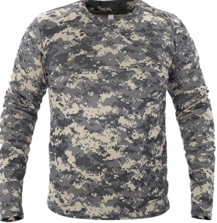 ACU Camo Мужская футболка с длинными рукавами на весну и осень, бионический камуфляж, тактические топы, охотничьи скалолазание, быстросохнущая дышащая одежда - Цвет: ACU Camo