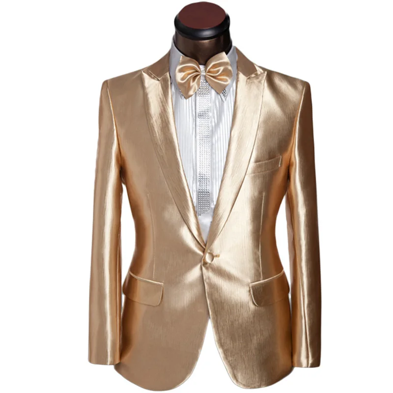 2015 New Arrival Men Suit Design Mens Slim Champagne Golden Tuxedo