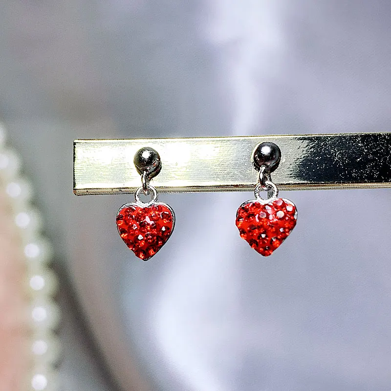 

S925 sterling silver love earrings female wind Sen sweet zircon heart-shaped jewelry for women