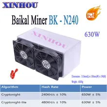 ASIC шахтер BK-N240 Байкал гигантский N240 Cryptonight 240KH/S Cryptonight-lite 480KH/S 630 Вт лучше, чем Atminer S9 Z9 X3 гигантский N70