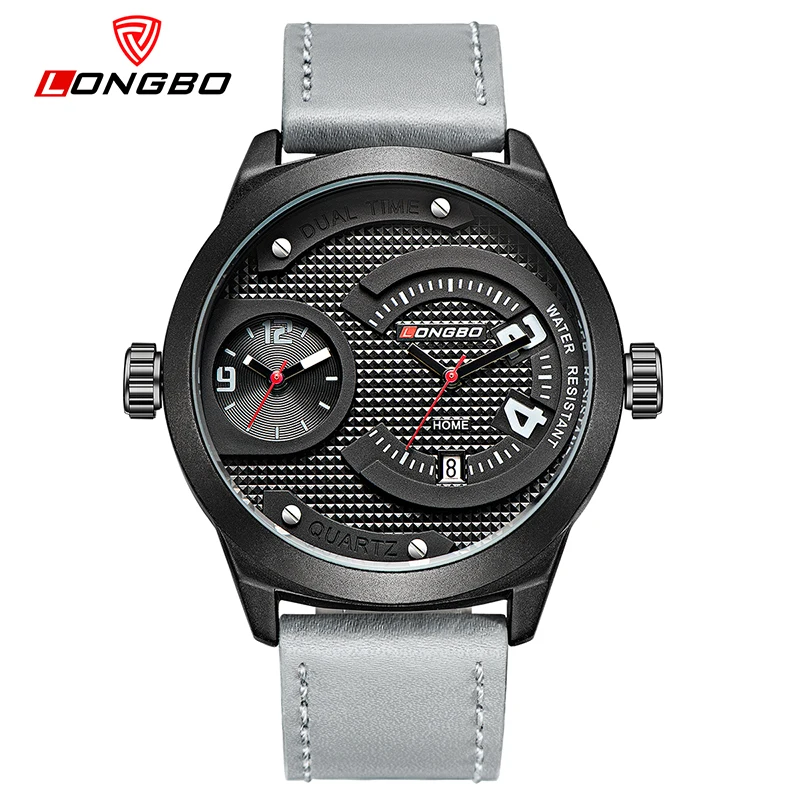 

Longbo New 2017 Design Watches For Men Male Leather Strap Gift Wristwatches Double Movement Fashion Accessories Clock Watch 3016