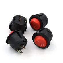 5 шт./лот Новинка 23 мм круглый 2 Pin SPDT включения-выключения кулисный переключатель, простая в использовании 125 V-250 V AC 6A-10A 20 мм KCD1 красный черный, белый цвет 3 цвета
