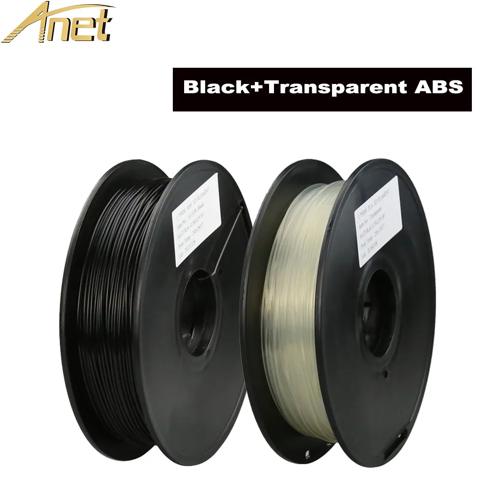 

Anet 2 Colors Black+Transparent 3d printer filament high quality ABS 1.75mm 0.5kg/spool for 3D Drawing Printer Pen