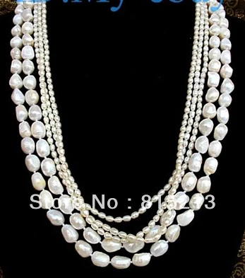 

N891 5 Strands 12mm White Freshwater Pearl Necklace % Discount AAA