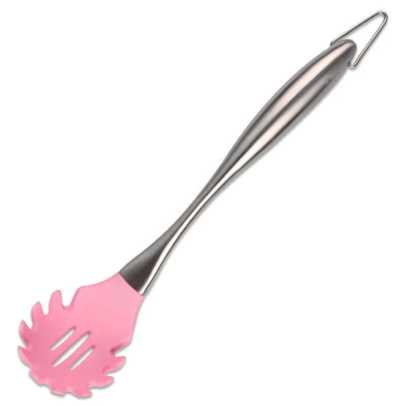 5Pcs/Set Pink/Black Stainless Steel Handle Silicone Cooking Tool Sets Egg Beater Spoon Spatula Kitchenware Kitchen Utensils Sets