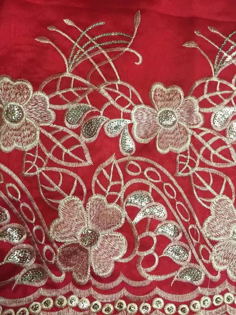 

2017 Sequin Fabric African George Lace Fabric With Gold Sequins For India Wedding Dress Nigerian George Silk Lace Material 5yard