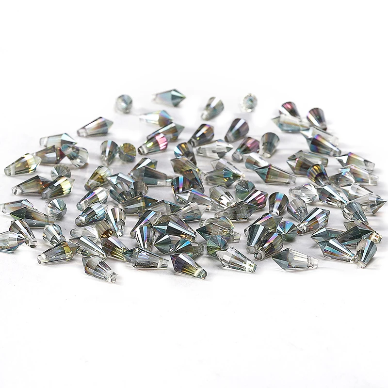 

NEW 10pcs 6*12mm AB Colour Austria Crystal Loose Beads Charm Glass BeadsTriangle Cone Crystal Beads DIY Crafts Making C-6