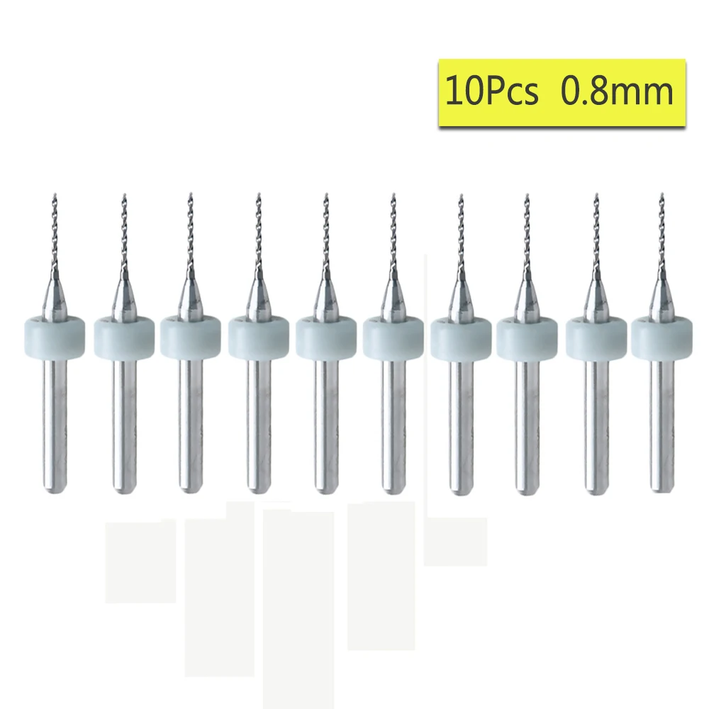 

DAYFULI 0.8mm 10pcs Carbide Micro Drill Bits CNC PCB Drill Bit Set Print Circuit Board Tungsten steel Tool Bits Machine