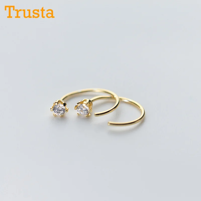 

Trusta 2017 New Women's Fashion 100% 925 Sterling Silver Fashion Tiny Cute Gold Silver Cute Stud Earrings Girls Kids Gift DS29