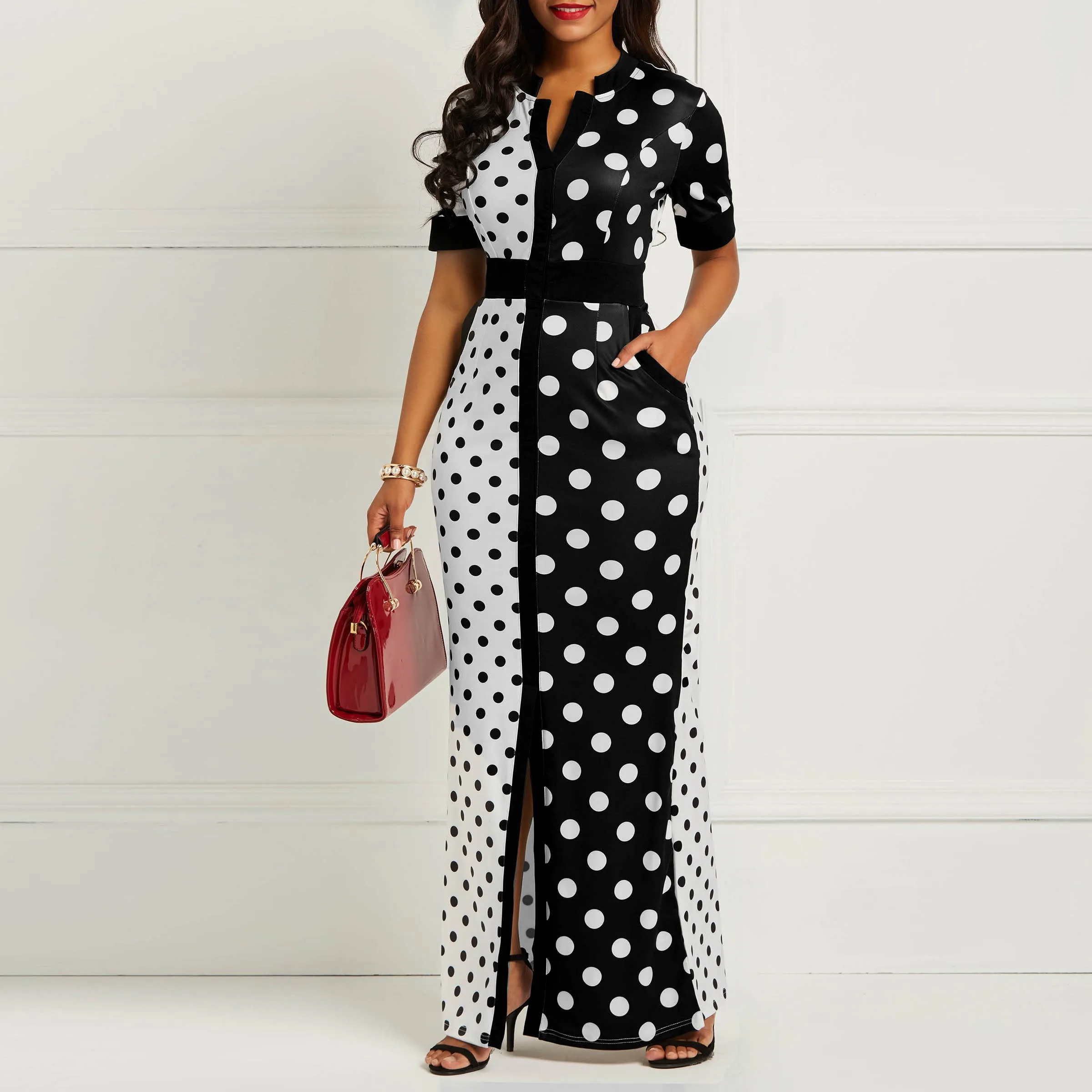 long polka dot dress