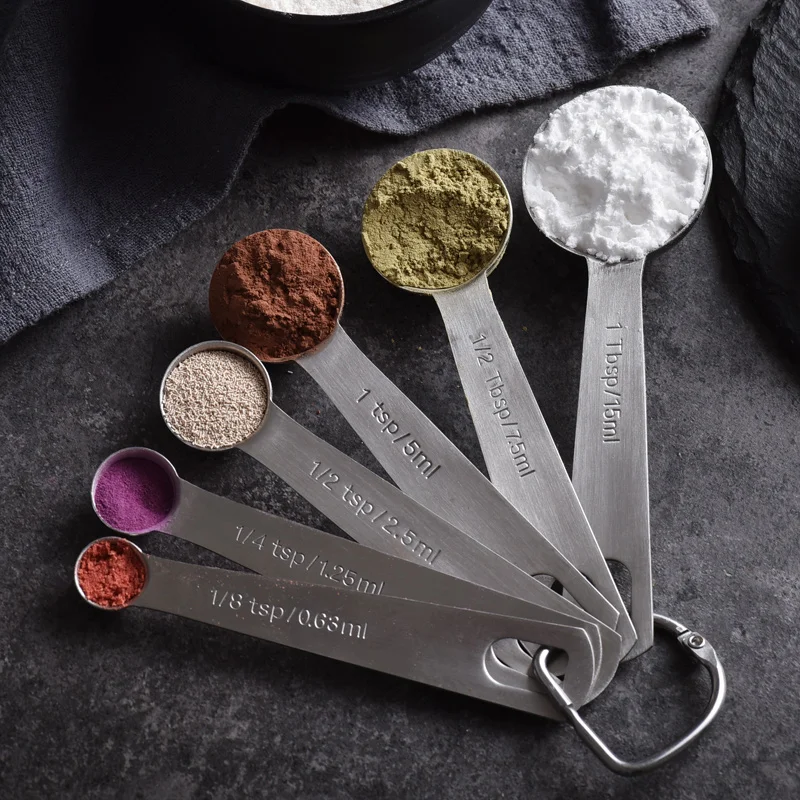 

Stainless Steel Measuring Spoon Scoop Coffee Tea Cake Powder Baking Handle Durable Cutlery Spoon Kitchen Tool Acessories 6PCS