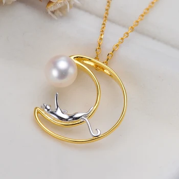 

Moon 925 Sterling Silver Universary Party Pearl Pendant Mounts Pendant Setting Findings Jewelry Parts Fittings Women Accessories