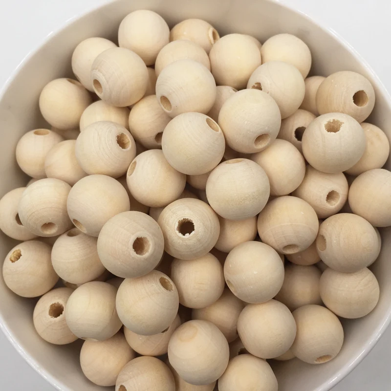 

50-100PCs Natural Ball Wood Spacer Beads 6-20mm For Charm Bracelet Wholesale baby wooden round bead