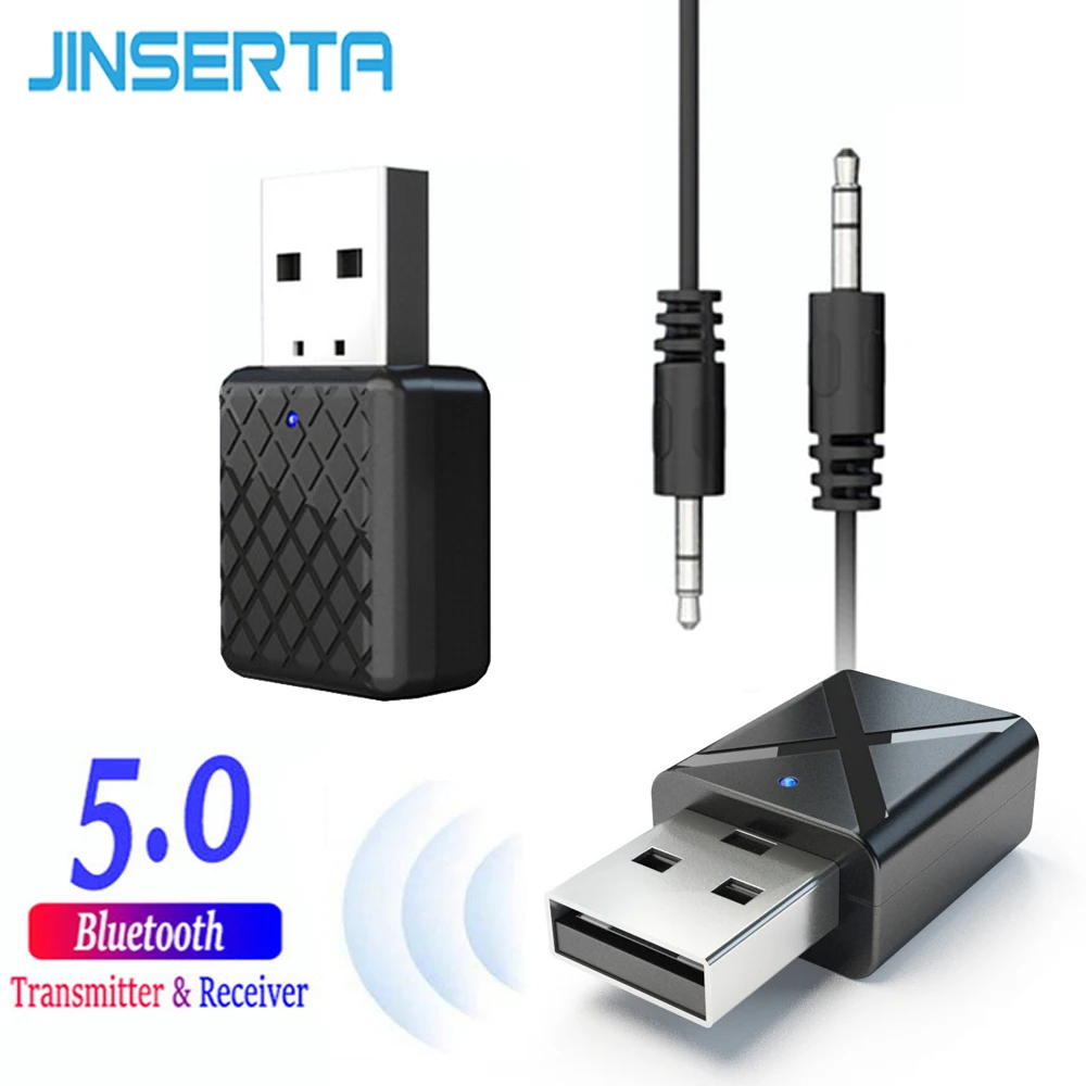 

JINSERTA Car 5.0 Bluetooth Transmitter Receiver 3.5mm Stereo Audio Sound Music Dongle Adapter For TV PC Headphones Speakers