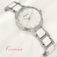KIMIO Brand Plum Flower Dial Skeleton Willow Pointer Imitation Ceramic Resin Strap Diamond Rose Gold Watch Women Quartz-watch KIMIO Brand Plum Flower Dial Skeleton Willow Pointer Imitation Ceramic Resin Strap Diamond Rose Gold Watch Women Quartz-watch