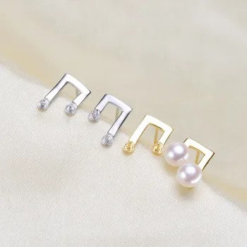 

2 Color 925 Silver Pearl Earrings Fashion Beautiful Music Earrings Findings Exquisite Jewelry Parts Fittings Women's Accessories