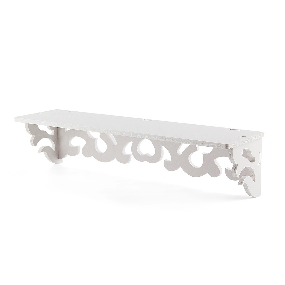 

Set of 2 White Shabby Chic Filigree Style Shelves Cut Out Design Wall Shelf Home