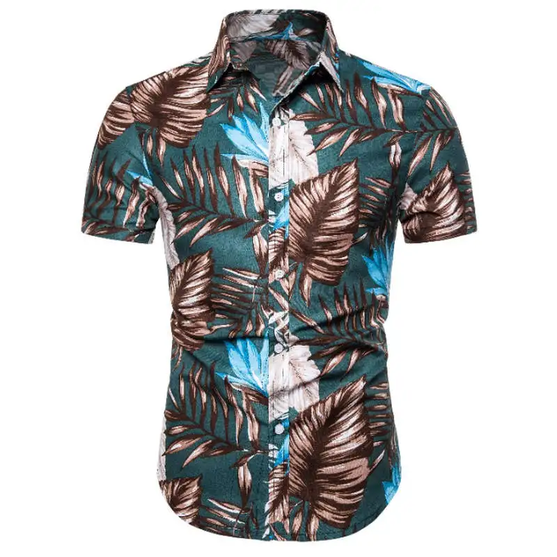 cs105 Пляжные рубашки Летняя мода camisa masculina кокосовое дерево с принтом короткий рукав на пуговицах Гавайские рубашки мужские большие размеры - Цвет: cs105