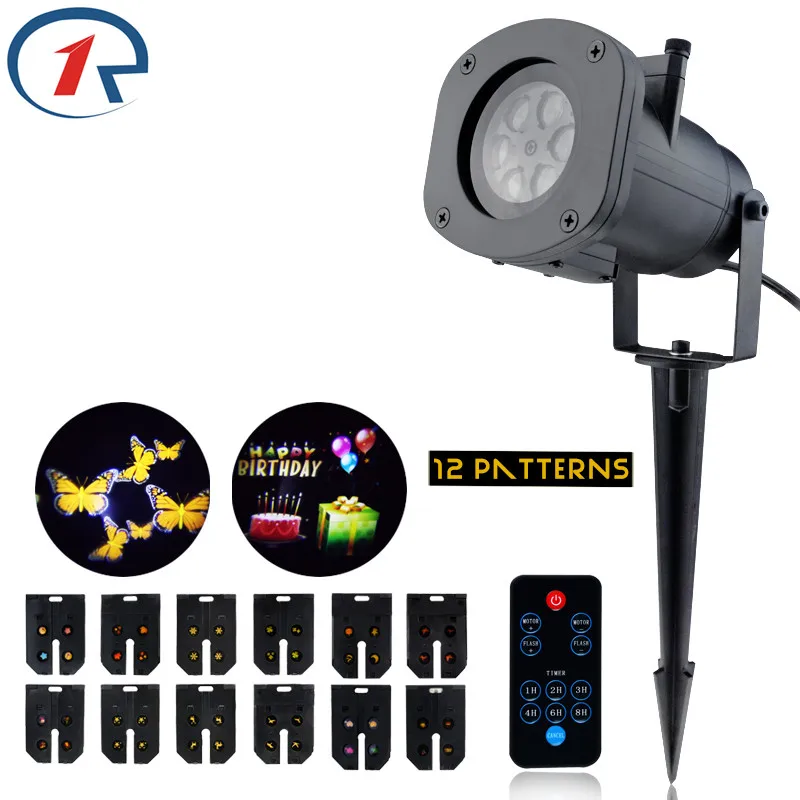 ZjRight IR Remoto 12 Patrón LLEVÓ la luz de la etapa del Partido Impermeable Al Aire Libre de proyección de luz LED barra de luz del disco de dj de Navidad de Cumpleaños