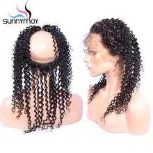 Sunnymay Kinky Curly Brazilian Virgin Hair 360 Lace Frontal Natural Color Preplucked Lace Preplucked Closure With Straps Baby