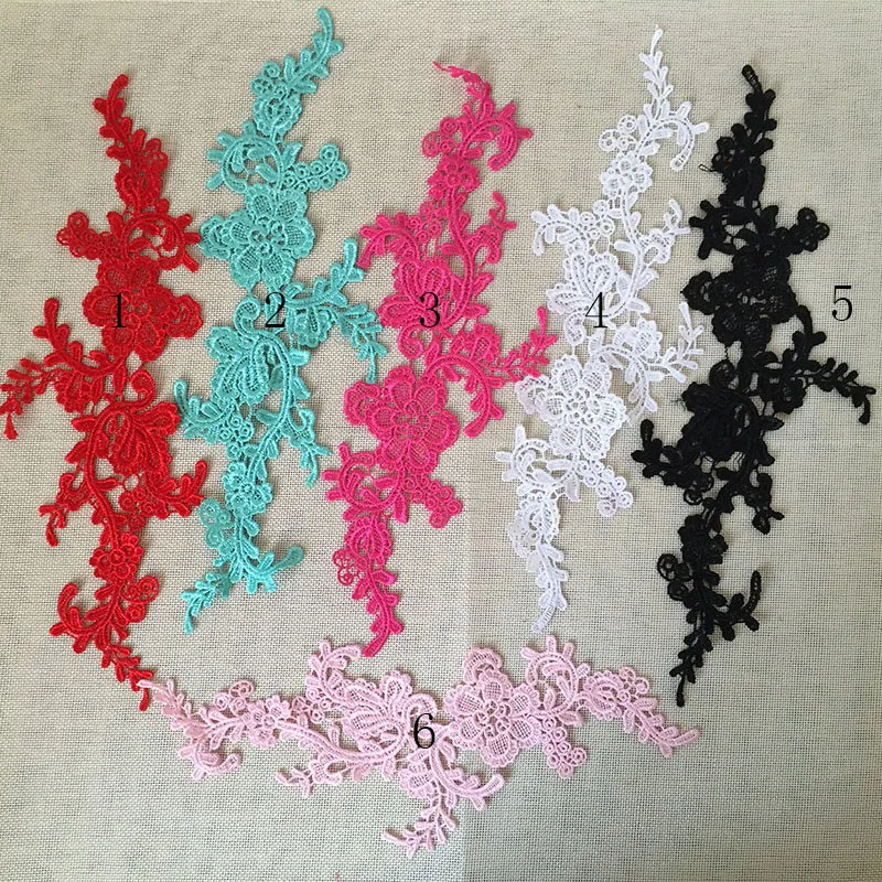 

1Pair 35X10cm 6 Colors Bridal Wedding French Lace Floral Polyester Venice Venise Corded Lace Applique Guipure Lace Fabric TT251
