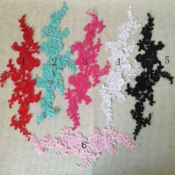 

1Pair 35X10cm 7 Colors Bridal Wedding French Lace Floral Polyester Venice Venise Corded Lace Applique Guipure Lace Fabric TT251