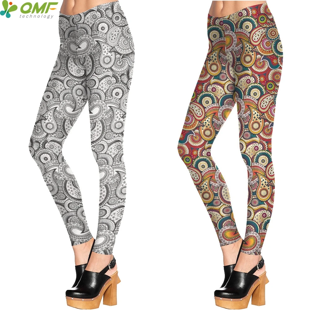 Paisley Pattern Lady Yoga Pants Pilates Sports Tights Gym Workout